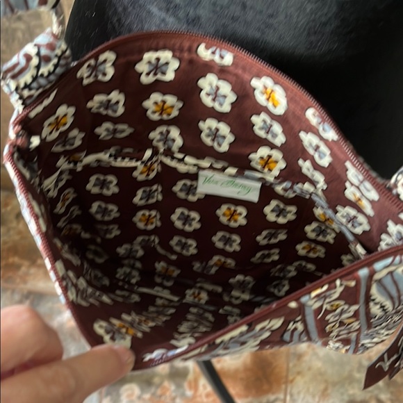 VERA BRADLEY Brown Blue Floral Pattern Crossbody Bag - Picture 8 of 11